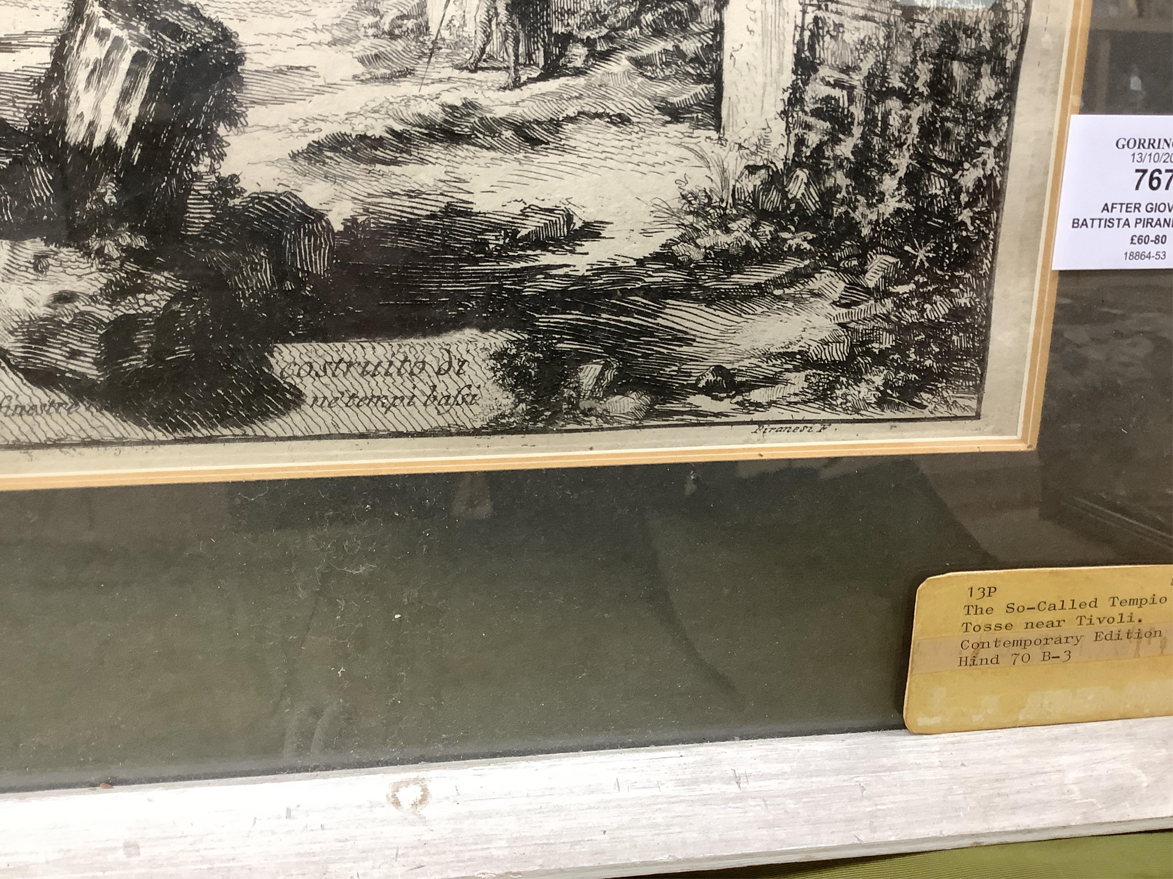 After Giovanni Battista Piranesi (Italian, 1720-1778), ‘Tempio della Tosse, near Tivoli’, etching, 63 x 47cm
